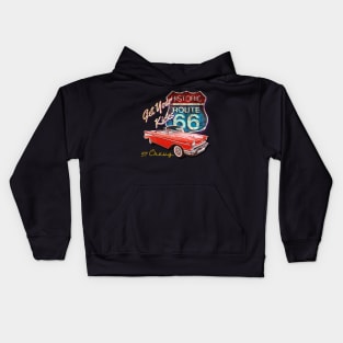 57 Chevy Classic Hot rod American vintage Muscle Route 66 Kids Hoodie